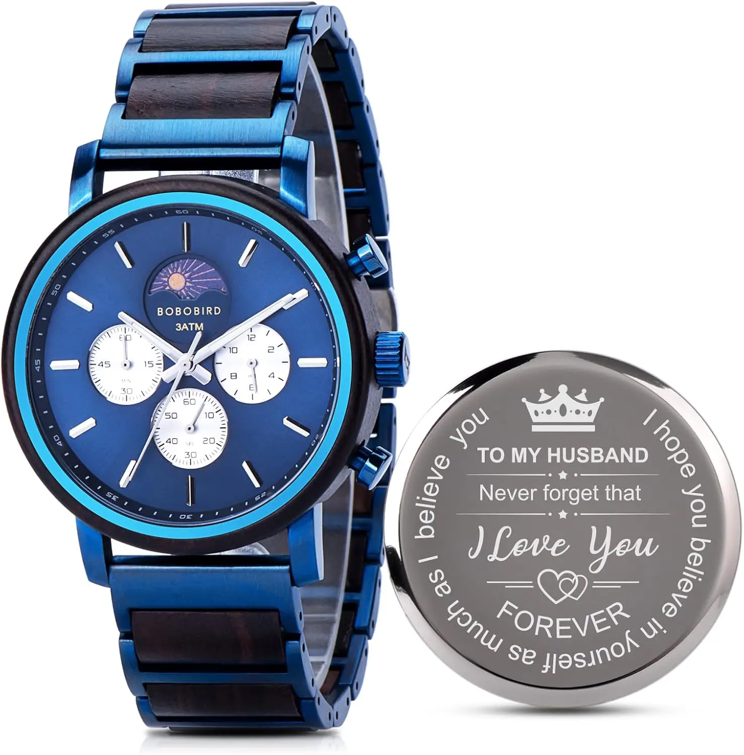 Men's Chronograph Watch, Personalized Engraved Quartz Timepiece, Durable Anniversary Gift for Dad or Husband, A-For Son From Mom, Male, Custom Personalized Gift, A-To My Dad