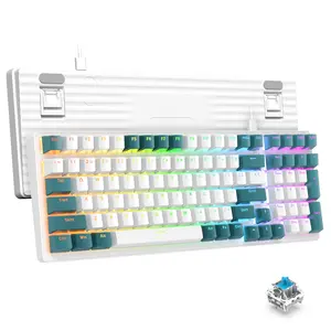 ZIYOU LANG K3 Mechanical Gaming Keyboard, 100-Key Compact Layout with PBT Color Blocking Keycaps, Blue Switch & 10 RGB Lighting Modes, Full Anti-Ghosting