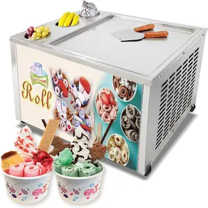 Kolice Countertop Commercial 18x18 inches Single Square Fried Ice Cream Machine with 3 Tanks, Roll Ice Cream Machine AUTO DEFROST, PCB of Smart AI Temp. Controller