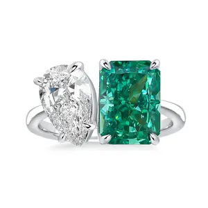 Maxine Toi et Moi ring,4.0ct/2.0ct Radiant & Pear Cut Double Stone Engagement Ring,5A Cubic Zirconia Women's Ring Jewelry,Promise Ring for Daily,Travel,Proposal,Wedding,Birthday,Anniversary