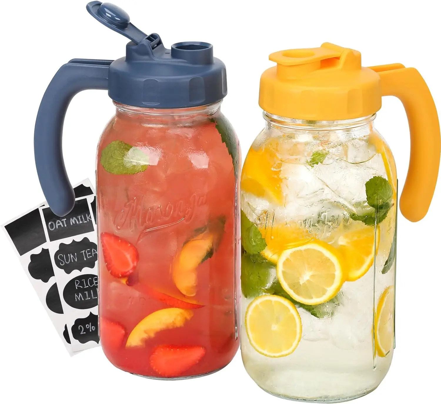 SOLIGT Mason Jar Pitcher with Handle, 64oz Wide Mouth, Airtight & Dishwasher Safe, Cold Brew Coffee Maker Pitcher, Glass Pitcher for Homemade Iced Tea Drinkware Jugs Lemon Tin Gift Ideas #DealsForYouDays