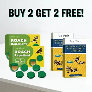 Buy 2 Get FREE MoonSpry Bug Repellent & Jue Fish Bait Stations - Cockroach Exterminator, Roach Control Solution, Floor-Use Pest Control