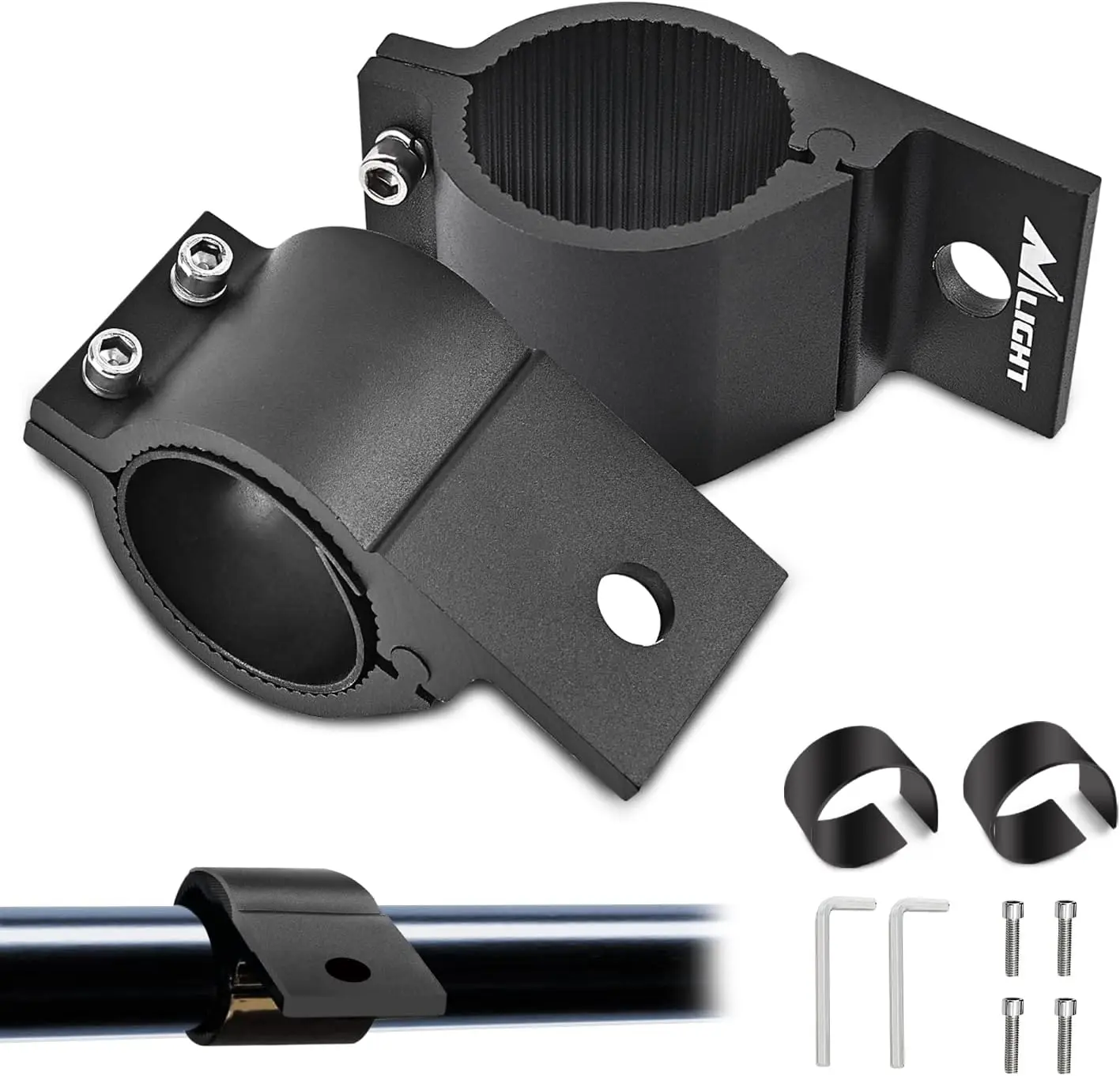 Nilight Aluminum Alloy Tube Clamp Brackets - Powder-Coated, Vibration-Proof Off-Road Mounts, Fits 1.81-2.13 in Round Bars, for ATV/Quads/Roll Cages, Whip Lights, Work Lights, Boats, Roof Racks, Vehicle Accessories, Motorcycle Parts, Led Light Bar