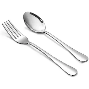 Forks and Spoons Set, 6PCS 6.7" Salad Forks and 6PCS 6.7" Soup Spoons, Stainless Steel Silverware set of 12, Mirror Polished & Dishwasher Safe