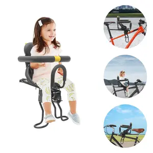 CNCEST Baby Bike Safety Toddler Child Seat Kids Bicycle Chair Carrier Front Mount Adjustable Seat Length 40-56cm High Safety Belt & Guardrail Black Modern Style