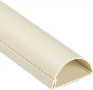 D-Line TV Wire Hider, Half round Cord Cover for Wall Mount TV, Hinged One-Piece Raceway, Paintable, Self-Adhesive Cable Management - 2" (W) X 1" (H) X 18" Length - Beige