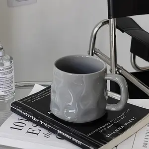 1pc 400ML Hand-Molded Ceramic Coffee Cup, Nordic Style Irregular Mug for Home Tea Time, Couple Water Cup, Office Use, Party Essential