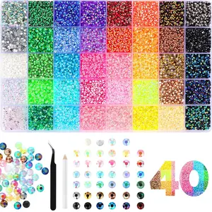 Resin jelly rhinestones for sparkling decoration; multi-colored 3mm flat-bottomed gemstones suitable for diamond painting; sparkling decoration sets suitable for nail art, crafts, books, makeup, etc.