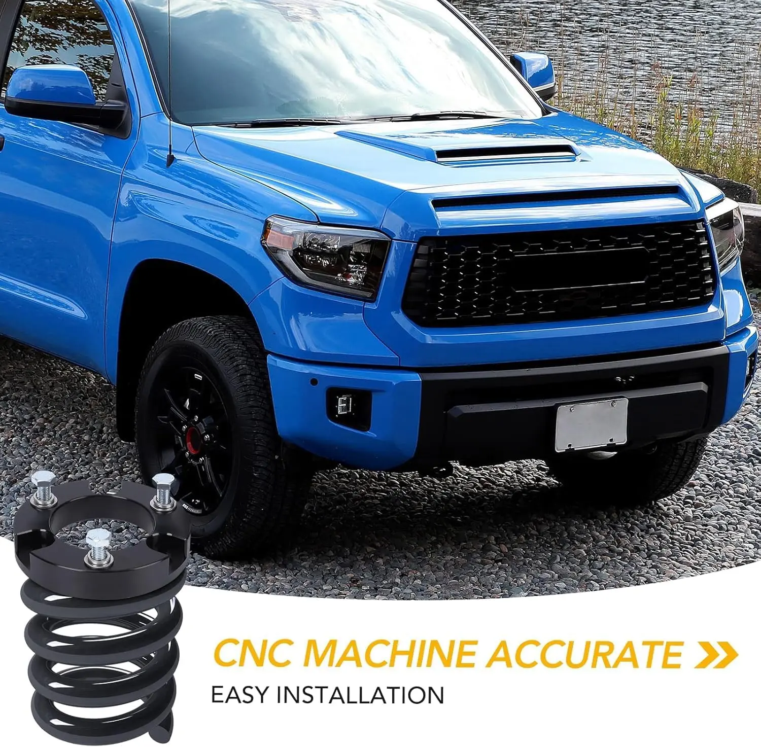 2" Front Strut Spacer Leveling Lift Kit for 1999-2006 Tundra 2WD 4WD, 1999-2006 Sequoia 2x2 4x4, CNC Machined Aluminum Suspension Lift Spacers