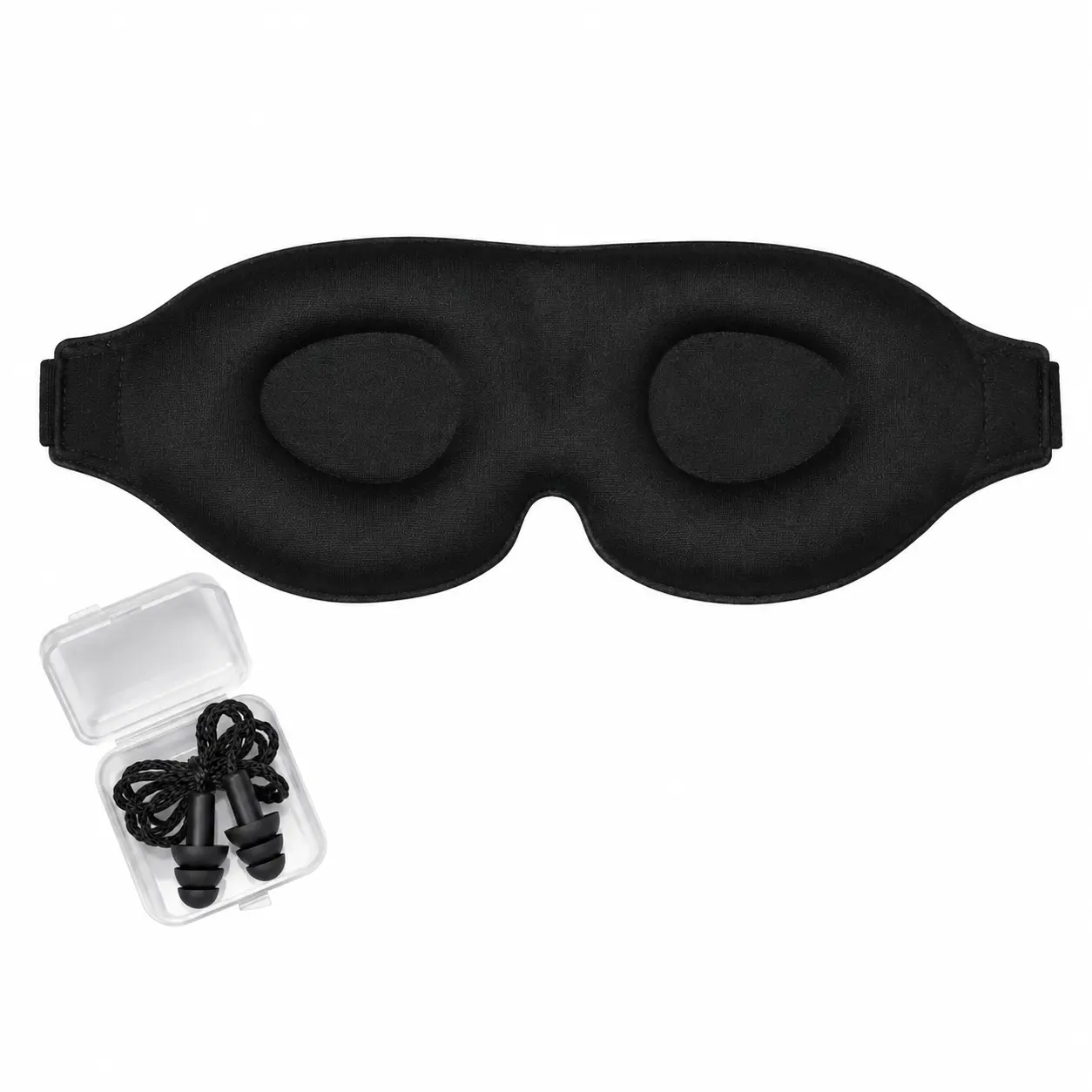 NATUREPlus Memory Foam 3D Contoured Cup Light Blocking Sleep Mask, with Reusable Ear Plugs Set for Adults, 2 Piece Set, Adjustable Strap, Zero Pressure