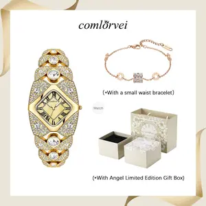 Luxurious all-diamond bracelet watch gift box. Ladies' fashionable stainless steel quartz watch gift box, 30-meter water resistance, included bracelet. Elegant and shining jewelry. Perfect birthday gift, Valentine's Day gift, for wife or friend.