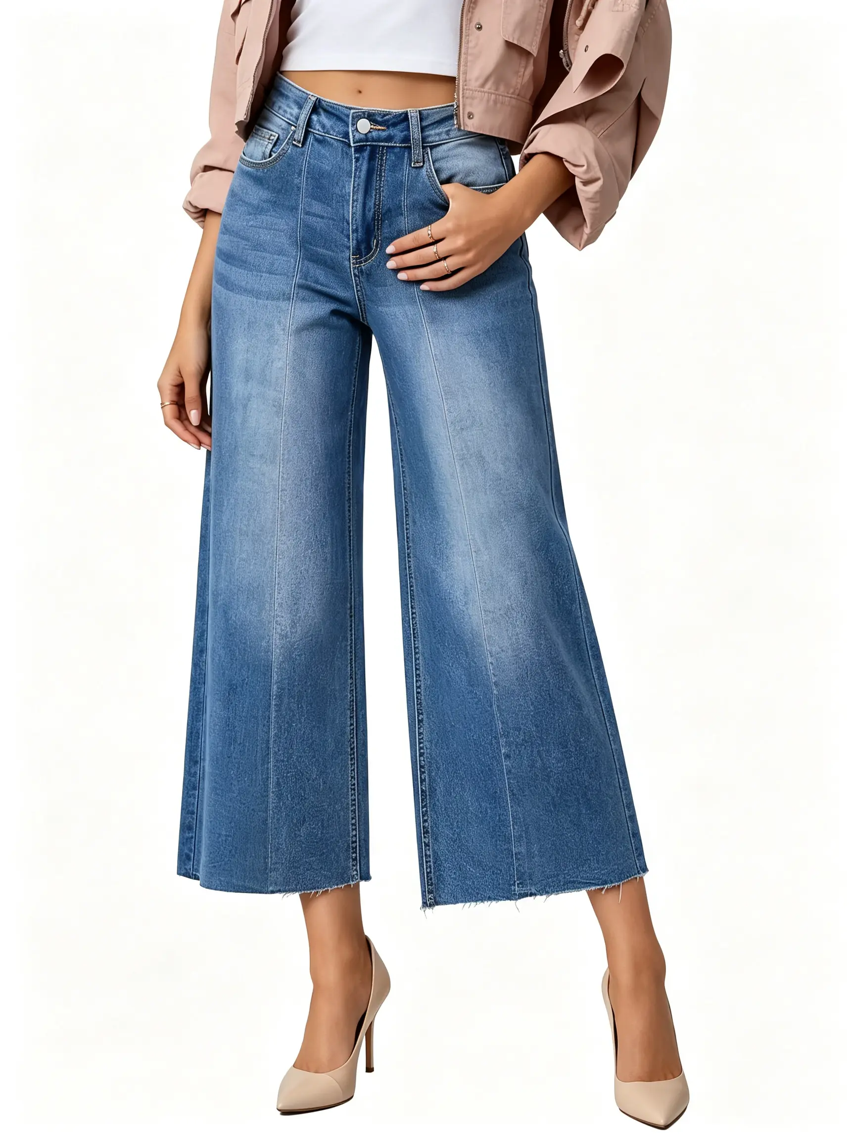 Women's Straight Leg Jeans High WaistedStretchy Jeans Zimbaplatinum Wide LegAnkle Denim Pants with PocketsWomen's Straight Leg Jeans High WaistedStretchy Jeans Zimbaplatinum Wide LegAnkle Denim Pants with Pockets