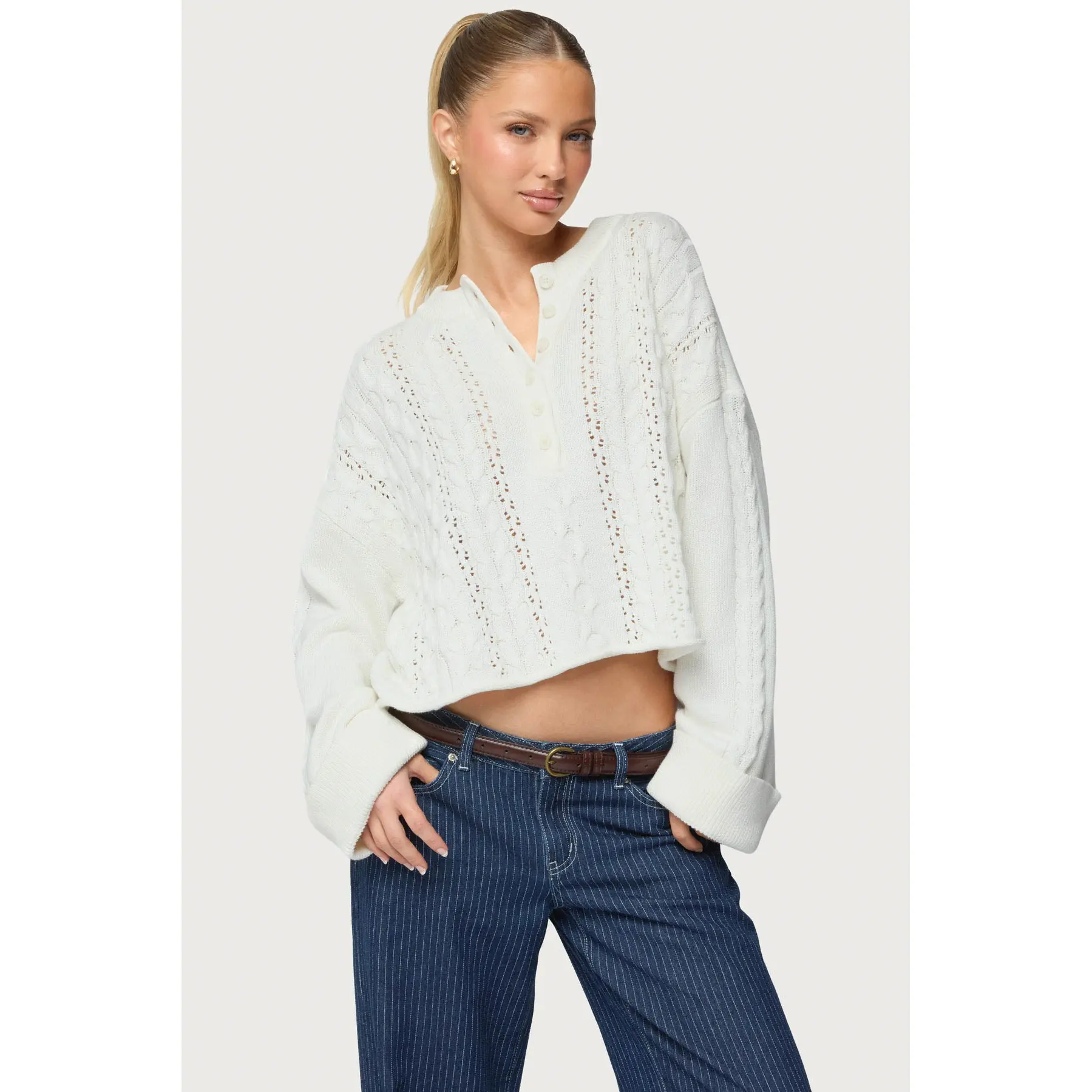Marianna Button Cable Knit Sweater