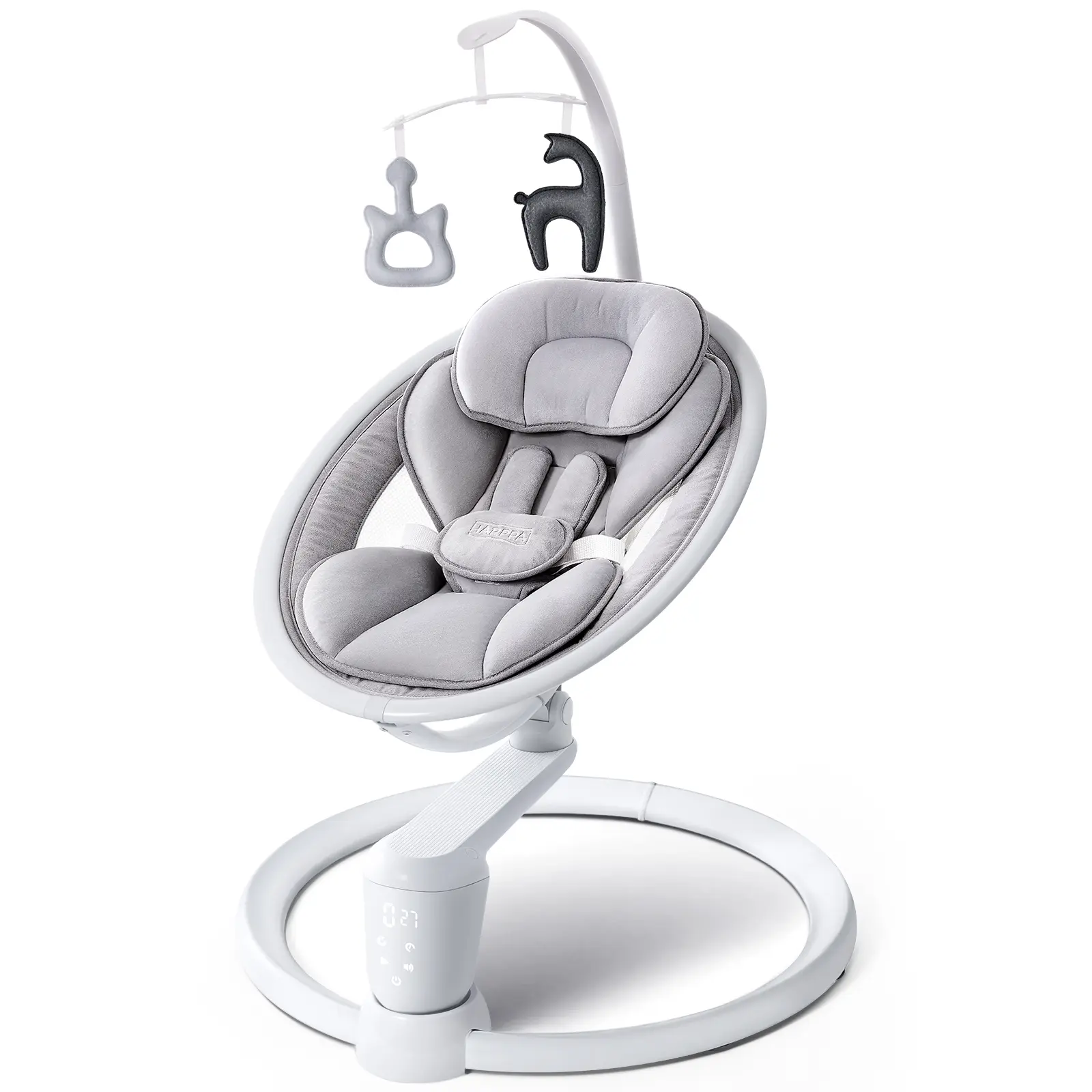 HARPPA Electric Baby Swing Seat for Newborns, Ergonomic Design with Soft Breathable Fabric, 5 Speeds, 2 Recline Positions, Remote Control, and Music Connectivity, Newborn Baby, Unisex, Plastic, Adjustable Seat, Ergonomic Seat For Spine