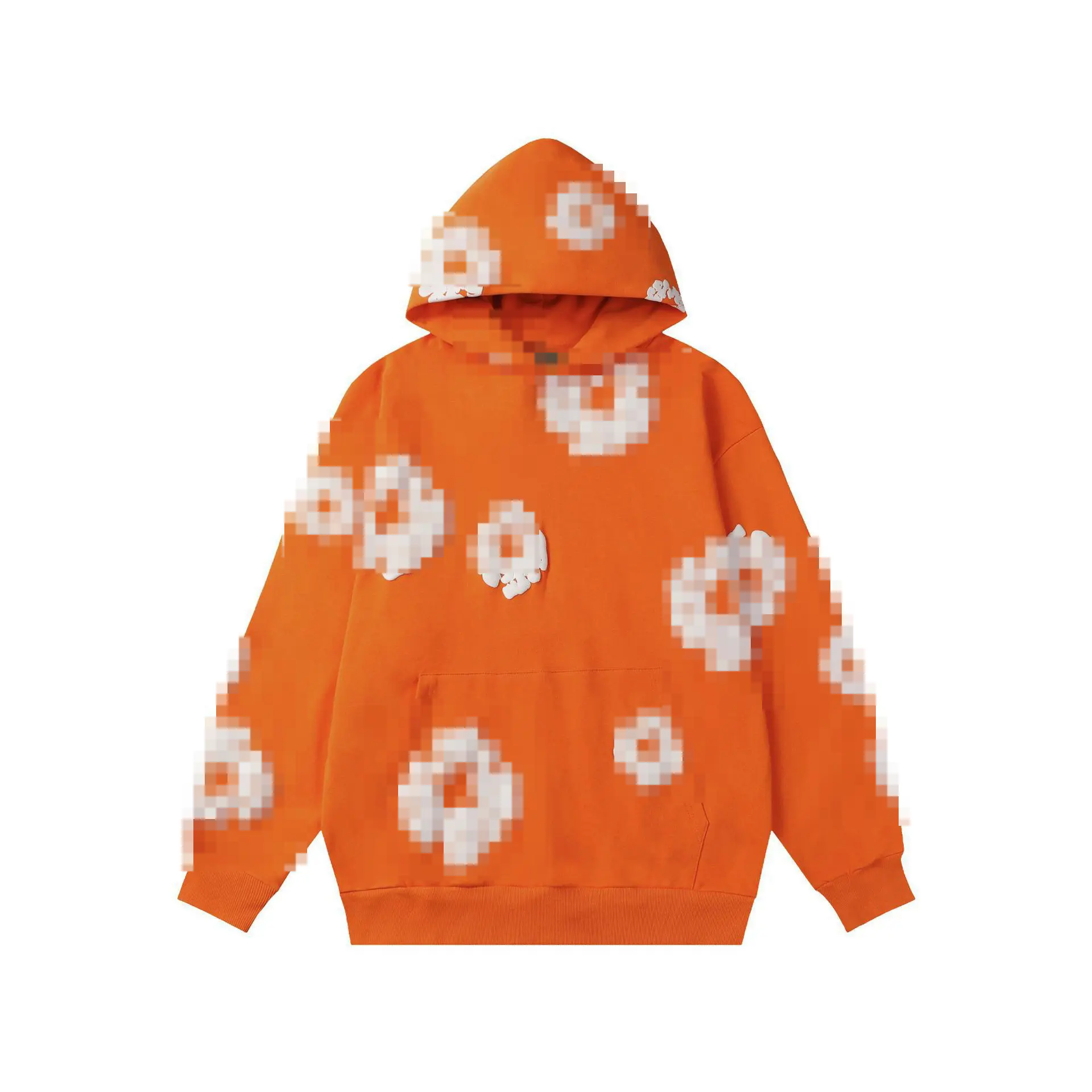 Orange hoodie (white floral wreath)
