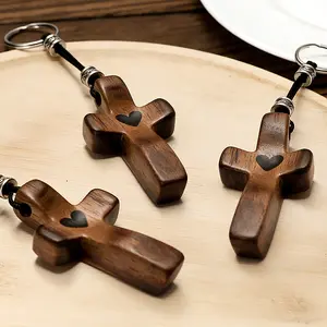 3PCS Pocket Wooden Cross Set – Cross My Heart Inspirational Gifts – Wooden Cross Keychain, Handheld Stress Relief Pocket Cross – Christian Encouragement & Christmas Gift