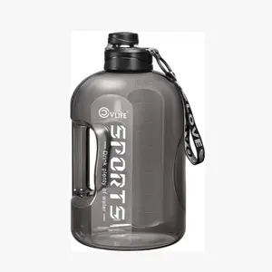 CVLIFE 1 Gallon Water Bottle with Handle Large Gallon Water Jug with Strap Big Sports Bottle for Gym Reusable Black Water Container 128 oz Leak Proof BPA Free Default