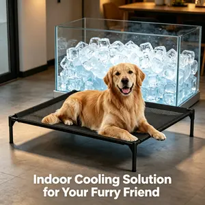 Cooling Elevated Dog Bed for Large Breeds - Extra Large Breathable Mesh Cot, Heavy Duty, Portable, Washable, Indoor Outdoor Pet Bed for Summer Cooling teslin non-slip foot