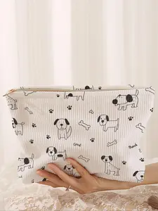 Cute Dog Pattern Makeup Bag, Multi-functional Cosmetic Storage Bag, Lightweight Makeup Organizer Pouch, Versatile Storage Bag for Travel & Daily Use