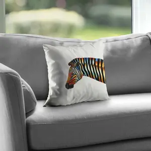 212 MAIN Exotic Red Poly Twill Throw Pillow - 14x14 in Colorful Zebra Print Throw Cushion, Home Decor Accent