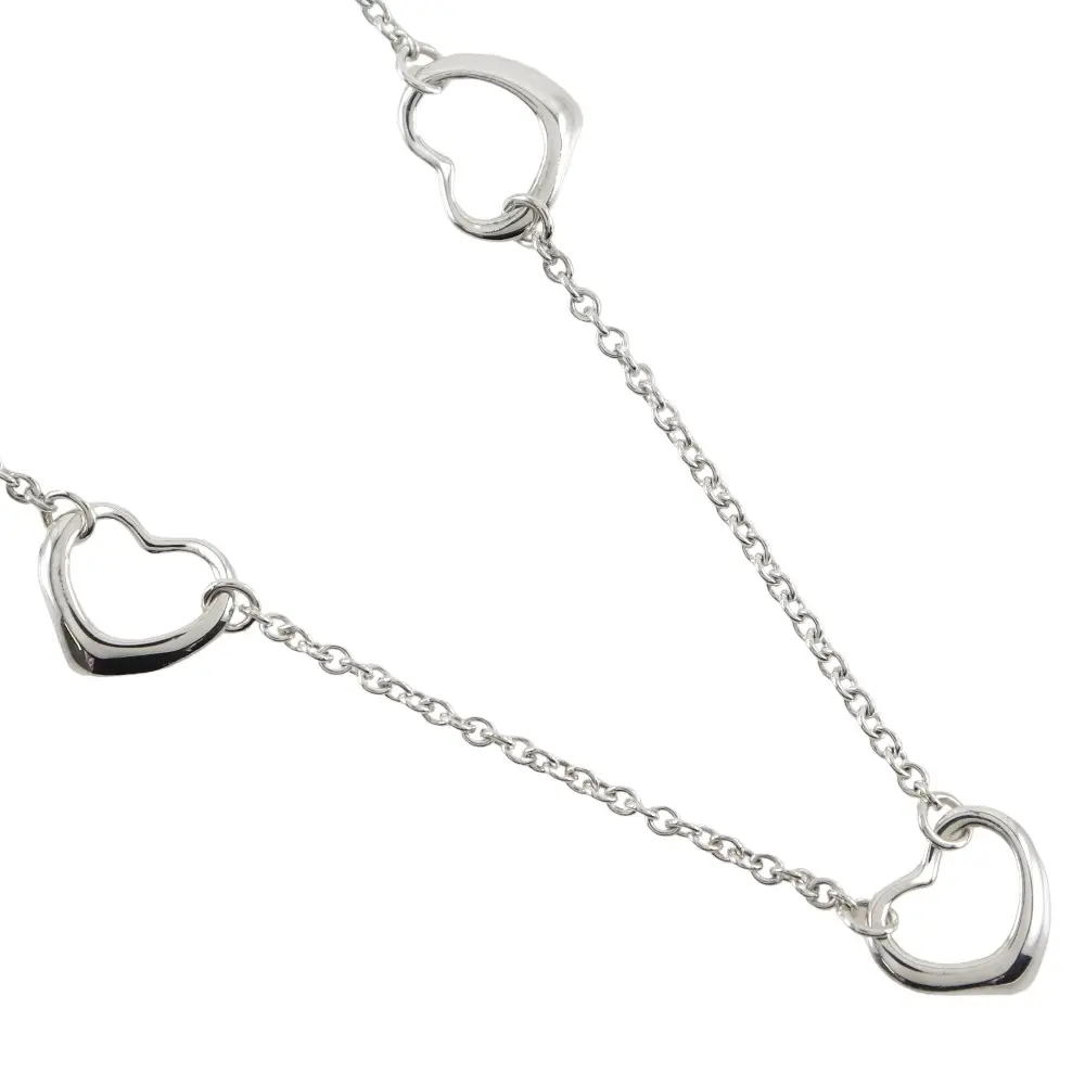 Pre-owned Tiffany & Co. Sterling Silver 925 (Ag925) Small Leather Goods Open Heart Sterling Silver Necklace