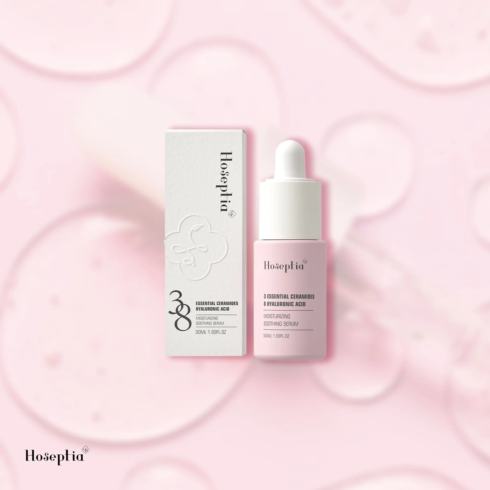 Hoseptia Barrier Repair Serum For Face, 3 Essential Ceramides With 8 Hyaluronic Acids, Squalane & Panthenol, Deep Hydrating Serum For Dry Sensitive Skin, Lightweight Moisture Barrier Support, Fragrance Free（50ML 1.69FL.0Z）