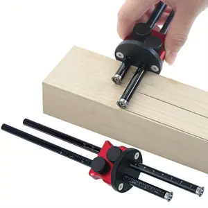 Double Head Wheel Marking Gauge, Aluminum Alloy Parallel Line Drawing Tool, Woodworking Marking Scriber Ruler with Graduated Inch & MM Scale