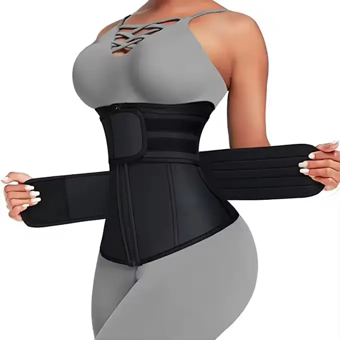 Women's Sweat-Resistant Double-Layer Waist Trainer Belt - Athletic Accessory, Exercise Waistband, Fitness Shapewear Belt with Zipper, Adjustable Compression for Fitness Enthusiasts, Running
