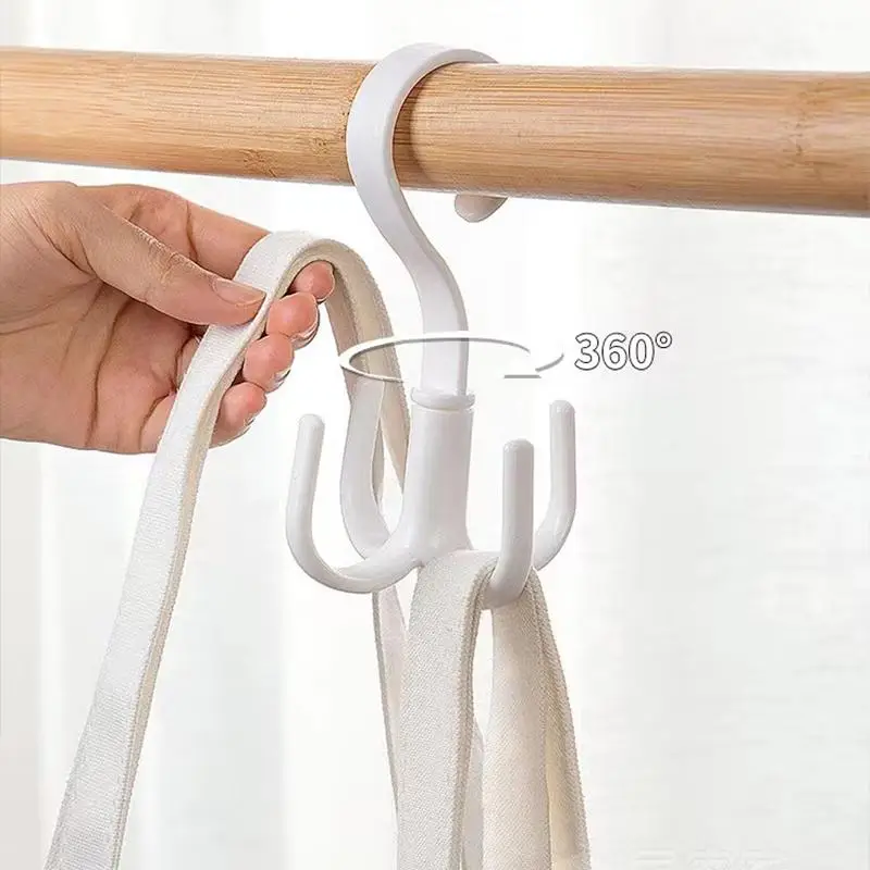 360-degree Rotatable Four-claw Hook, 1 Count Multifunctional Hanging Hook, Home Essentials, Wardrobe Organizer for Clothes Storage, Room Accessories