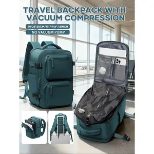2-Piece Vacuum Travel Compression Backpack Set, Large Capacity Lightweight Multi-Layered Design, Includes Laptop Bag, Ideal for Airplane Flight, Airline Approved Backpack, Vacuum Compression Backpacks, Casual Lightweight Backpack