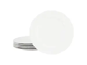 Elama Henryi 6 Piece 10.6 Inch Porcelain Dinner Plate Set in White
