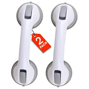 Grab Bars for Bathtubs and Showers 2 Pack Suction Grab Bar, Heavy Duty Shower Handle Removable Bath Handrails for Seniors and Elderly, Bathroom Safety Grip No Drilling Waterproof,Grey