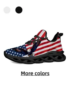 Neutral American Star Stripe Eagle Sneakers, Running, Casual All-Over Print, Textile Upper, Eva Sole, Shock Absorption, Non-Slip, Daily Wear