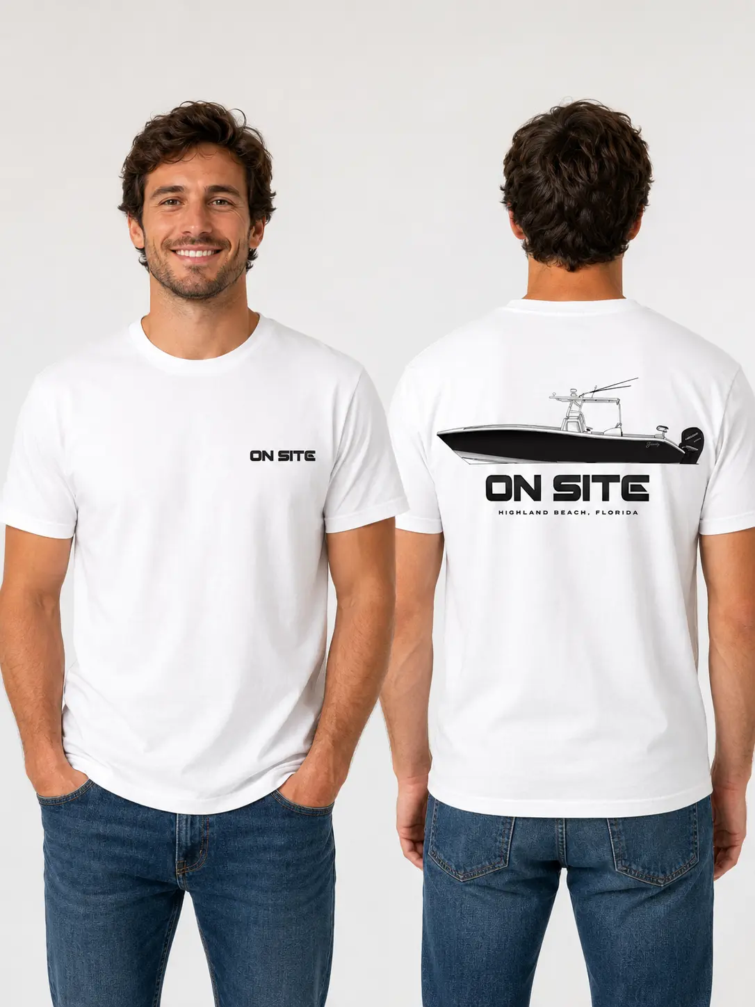 On Site Boating T-Shirt – Center Console Boat Graphic Tee for Men, Florida Coastal Marine Shirt
