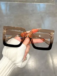 Simple Anti-blue Light Square Frame Eyeglasses for Women & Men, 1 Pair Fashion Eyeglasses for Work, Daily Clothing Decor, Perfect for Student Daily Use