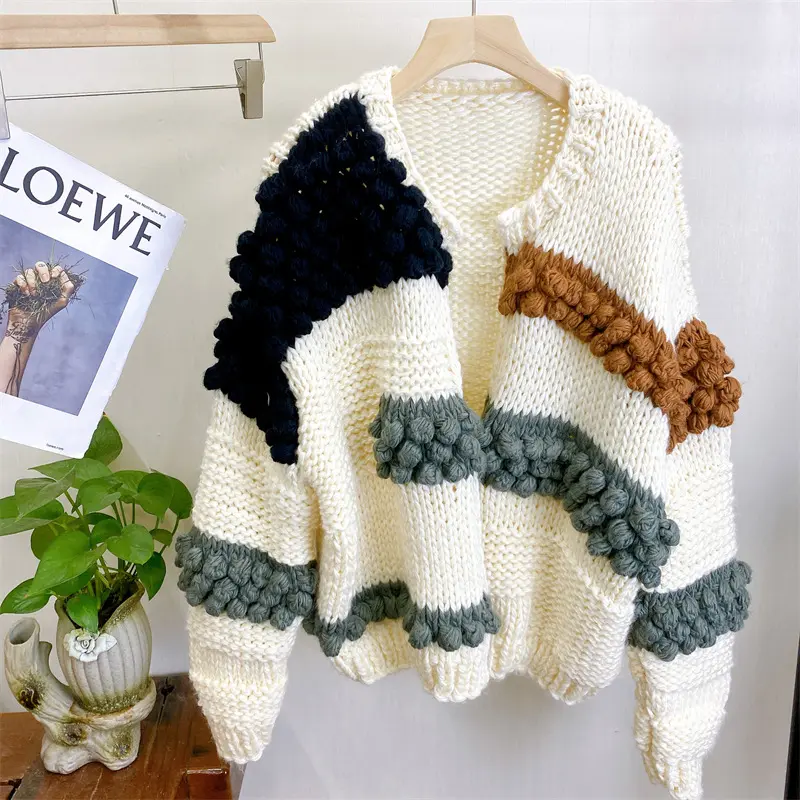 MIAO Women's Wool Handknitted Sweater Cardigan outfits Y2K Style Crochet Design Cozy Fashion Knitwear Womenswear Knitting