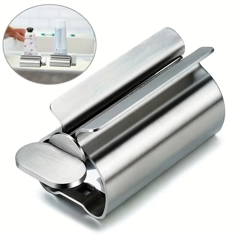 Stainless steel toothpaste squeezer: a labor-saving and hygienic hose squeezer for bathrooms, a manual rotating facial cleanser toothpaste squeezer, Bathroom Organizing Accessories
