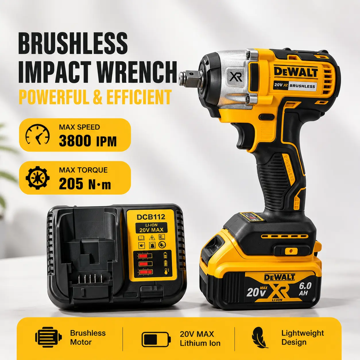 DEWALT DCF880 20V Max Brushless 1/4" Hex Cordless Impact Driver 3800IPM for Woodworking & Auto Repair