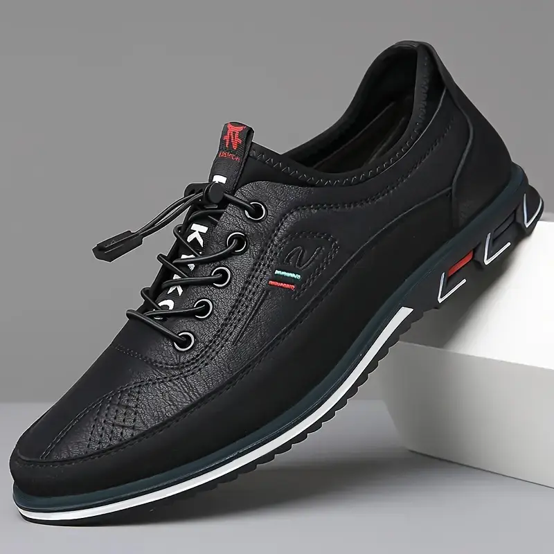 DINAOR Men's Mid-top Casual Sneakers, Breathable PU Leather Athletic Walking Shoes with Elastic Laces and Shock-Absorbing, Slip-Resistant Sole, Footwear, Slip Resistant Formal Shoes, Training