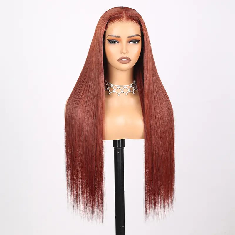 [5x6 Lace] Megalook Hair Silky Straight 5x6 Glueless Wigs #33 Color Body Wave 30inch HD Lace Wig Natural Hairline 100% Human Hair Wig 320℉ Heat Resistant Texture Easy Wear
