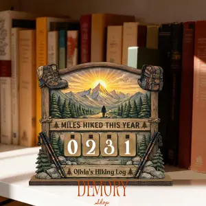 Personalized Hiking Miles Tracker, Custom Name Outdoor Log Display, Yearly Hiking Counter Decor, Adventure Lover Gift, Cabin Home Wall Art