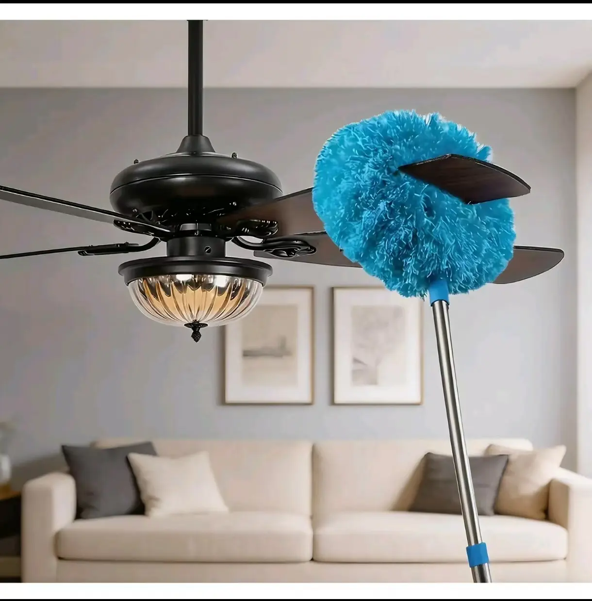 Multi - functional Retractable Duster for Ceiling Fans, Bookshelves & More, Easy High - Reach Cleaning