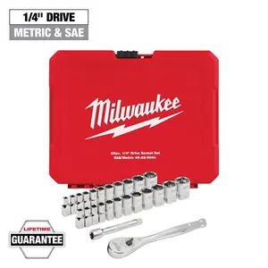 1/4 in. Drive SAE/Metric Ratchet and Socket Mechanics Tool Set (25-Piece)