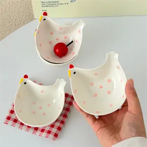 Ceramic Jam Bowl, Cute Chicken Shape Mini Bowl, 100ML/3.3oz Dip Sauce Bowl, Small Ceramic Dessert Bowl, Tableware, Perfect for Snacks and Condiments
