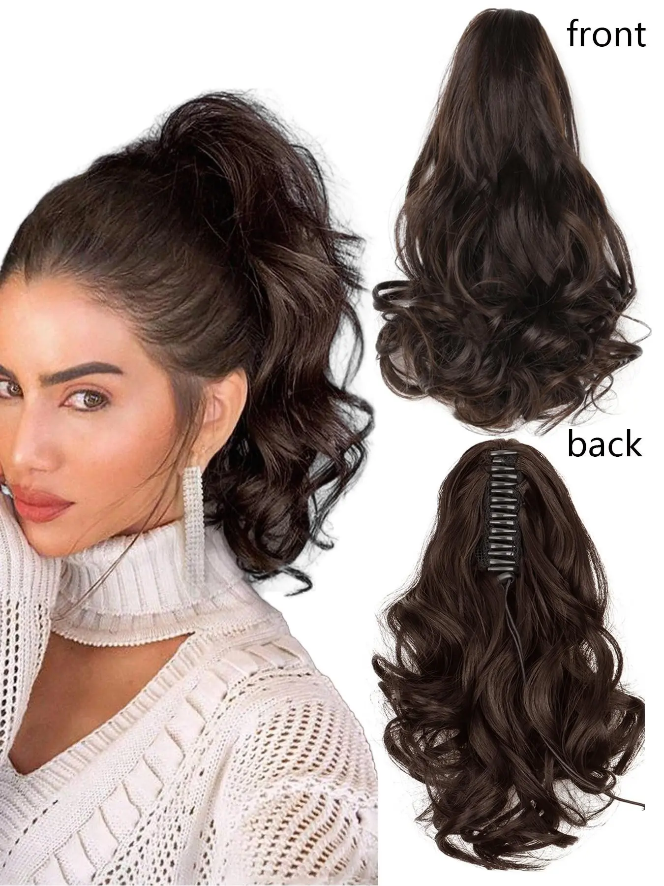 Ponytail Extension,10" Claw Clip in Ponytail Extensions Short Curly Ponytail Hairpiece for Women Fluffy Natural Soft Curly Ponytails Synthetic Hairpieces Pony Tails for Daily Use Synthetic Fiber Hairpieces