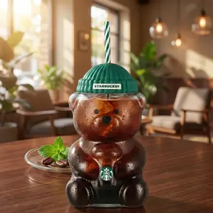 Starbucks 2026 Limited Edition Barista Bear Glass Tumbler 590ml — The Perfect Gift