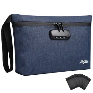 MAICHENG Smell Proof Bag with Combination Lock 12.6"x7.5" Large Travel Medicine Lock Bag Money Safe Organizer Pouch Great Gifts for Men Women