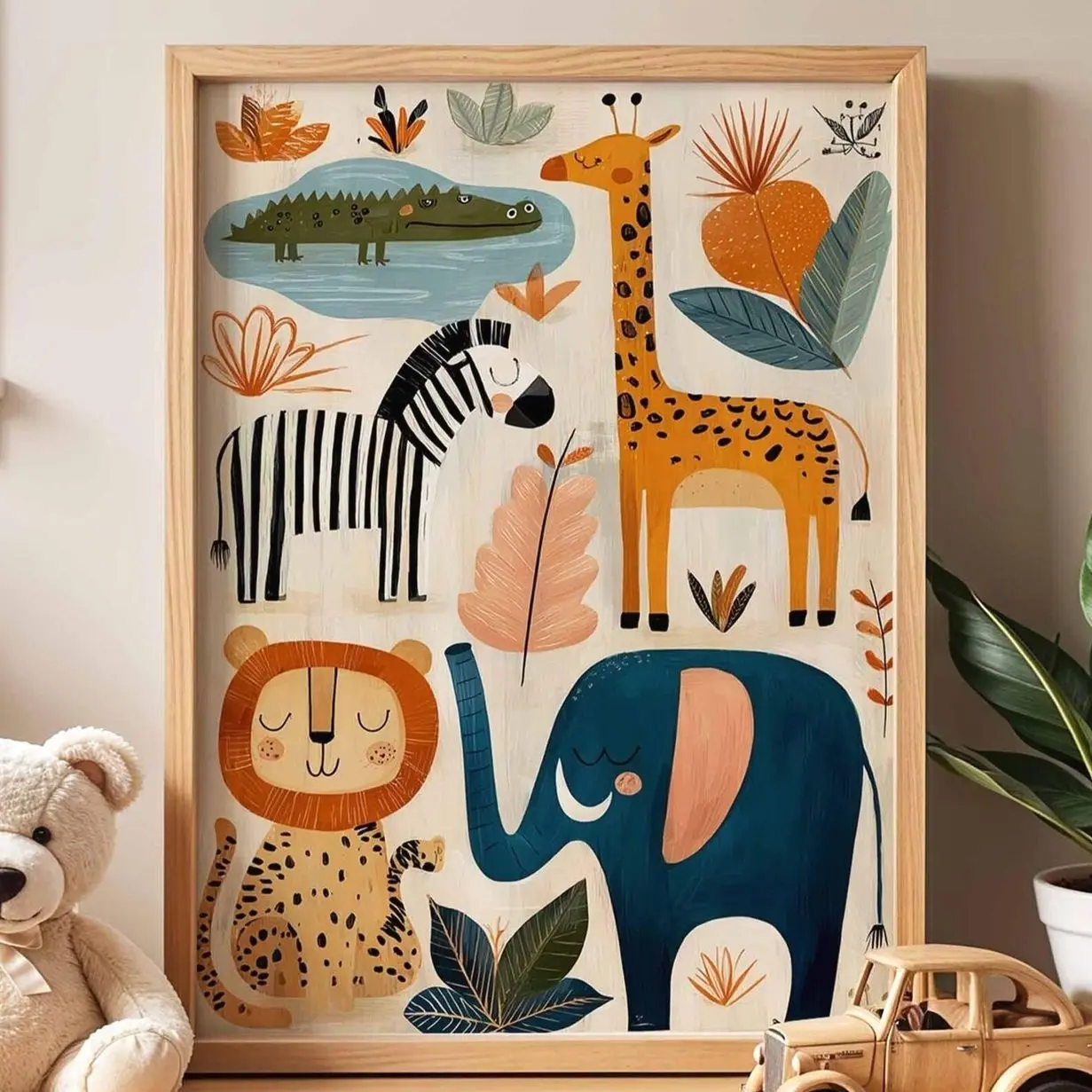 Safari Nursery Wall Art Jungle Animal Poster Baby Kids Room Decor Print Gift D