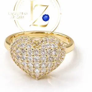 COD#1035 Full zircon heart shaped ring with clear zircon