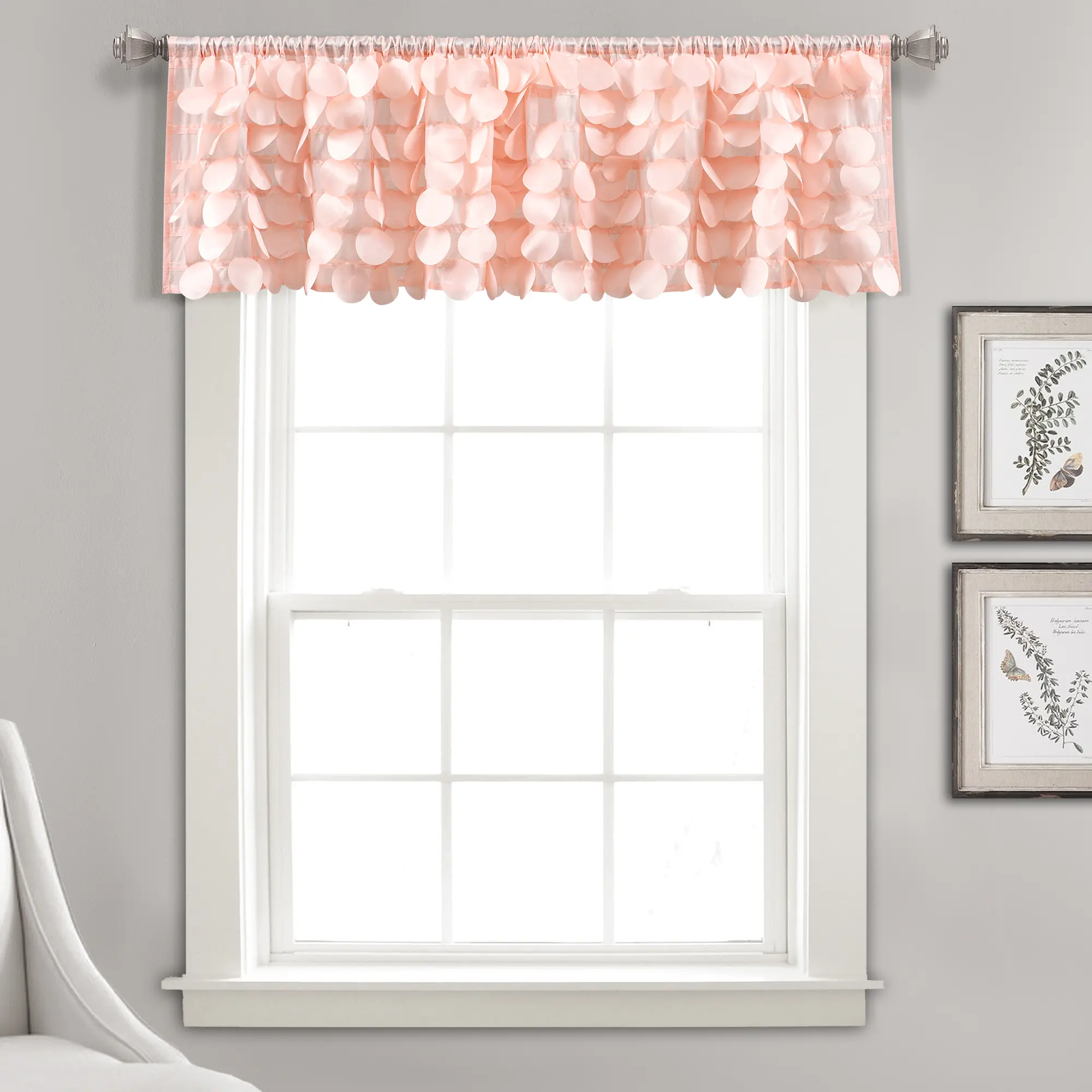 Lush Decor Gigi Valance Curtain Single 50‘’—70"W x 14"L - Valances For Windows - Vintage Kitchen Curtains - Glam Decor - Bathroom Valance